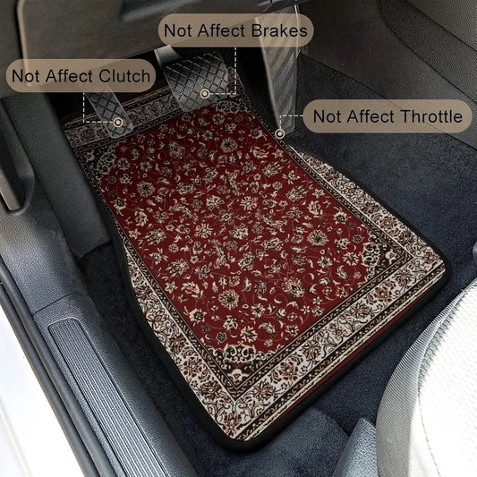 Rust Red Paisley Rug 4 Pieces Car Floor Mats Car Carpets Full Sets Universal Fit for SUV, Vans, Sedans, Trucks All Weather