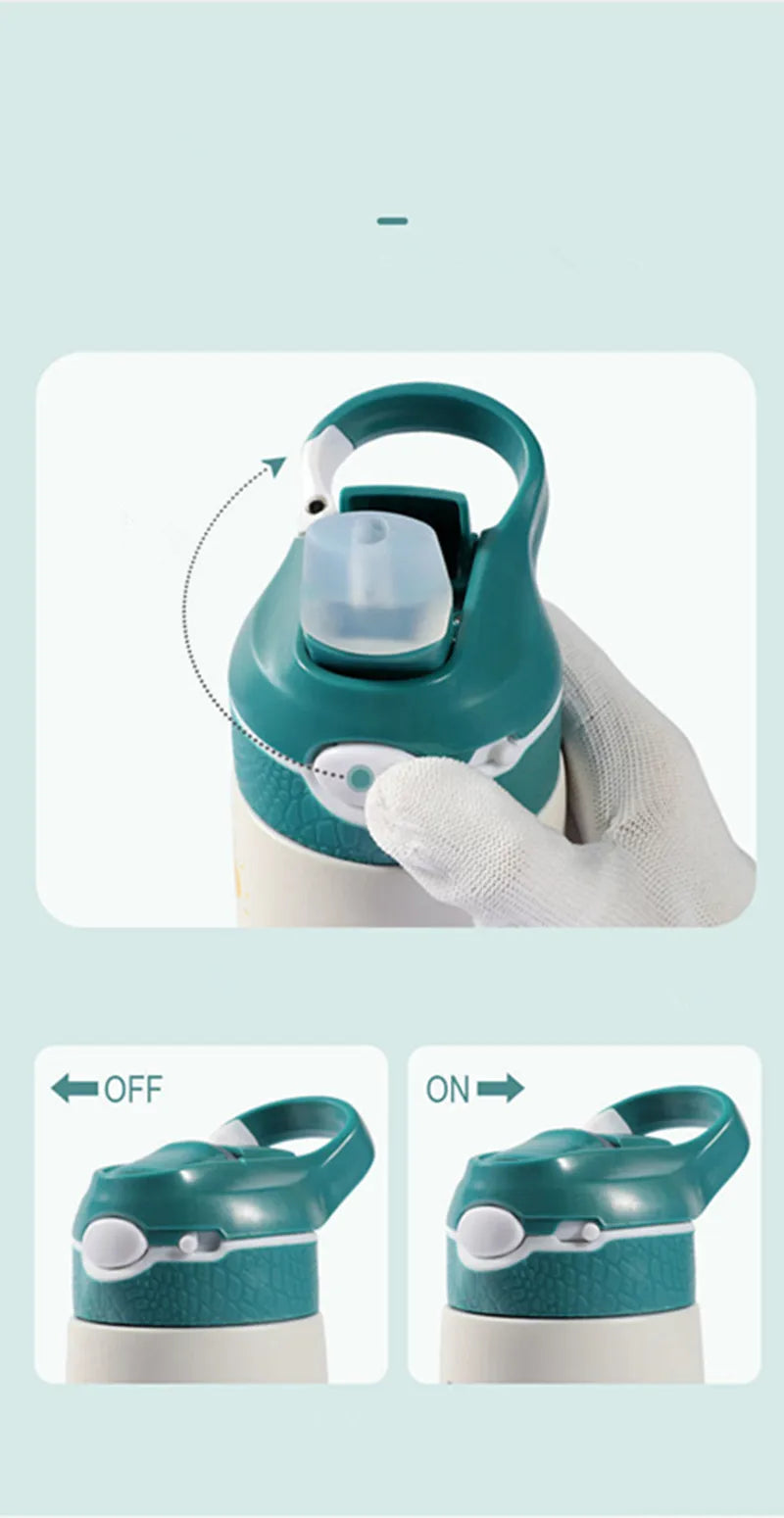 400ML Children Thermos Water Bottle Kids Thermos Mug Baby Duck Billed Straw 316 Stainless Steel Vacuum Flasks Tumbler Thermo Cup