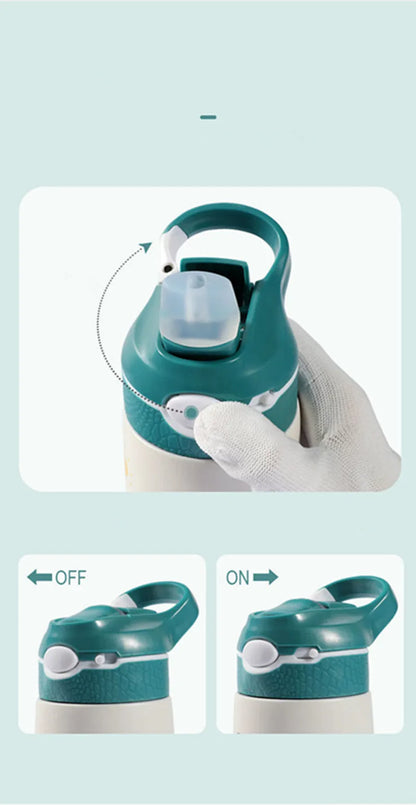 400ML Children Thermos Water Bottle Kids Thermos Mug Baby Duck Billed Straw 316 Stainless Steel Vacuum Flasks Tumbler Thermo Cup