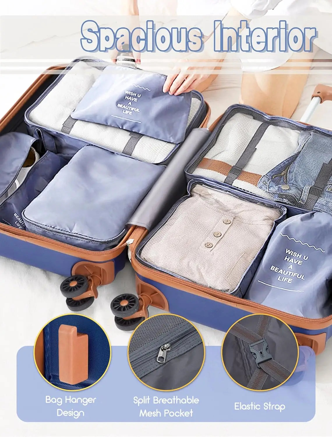 5-Piece Hardshell Luggage Set with Wheels, ABS Carry-On Suitcases & TSA Lock