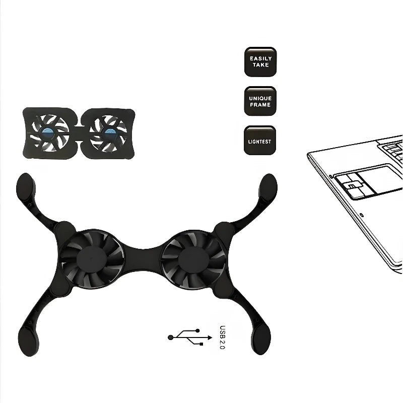 Foldable Radiator Laptop Cooling Pad Computer Accessories USB Mini Laptop Portable Dual Fan Stand