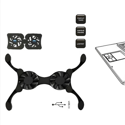 Foldable Radiator Laptop Cooling Pad Computer Accessories USB Mini Laptop Portable Dual Fan Stand