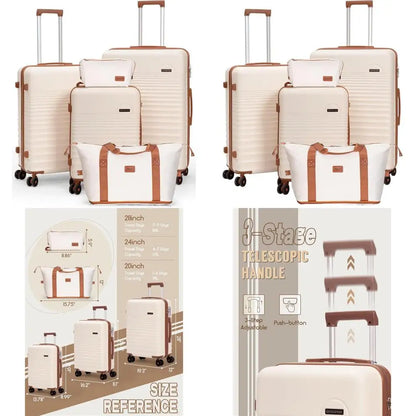 5-Piece Hardshell Luggage Set with Wheels, ABS Carry-On Suitcases, TSA Lock for Travel