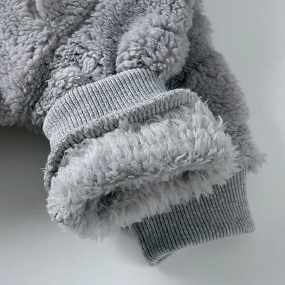 Cartoon Baby Clothes Boy Romper Long Sleeve Arctic Velvet Hooded Baby Girl Romper Winter Warm  Newborn Clothes 0-18 Months