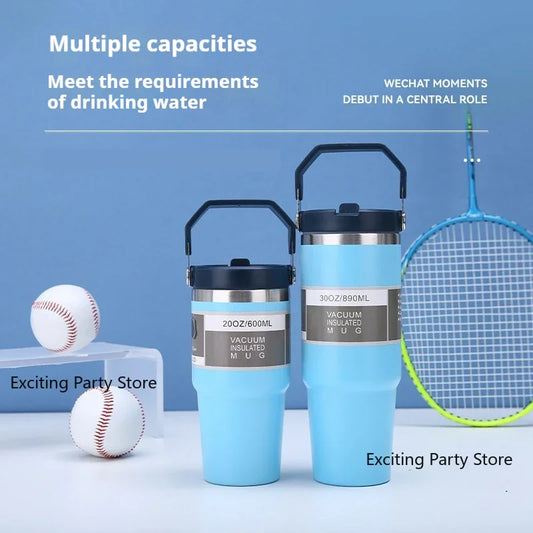 20oz/30oz Thermal Water Bottle With Straw Stainless Steel Car Coffee Mug Keeps Cold and Heat Thermal Mug Tumbler Vacuum Flasks