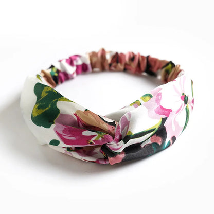 New Boho Women Soft Solid Print Headbands Vintage Cross Knot Elastic Hairbands Turban Bandanas Girls Hair Bands Hair Accessories