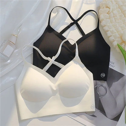 Women Invisible Bra Deep U Plunge Bras Backless Top for Dresses Sexy Lingerie with Transparent Strap Push Up Strapless Underwea