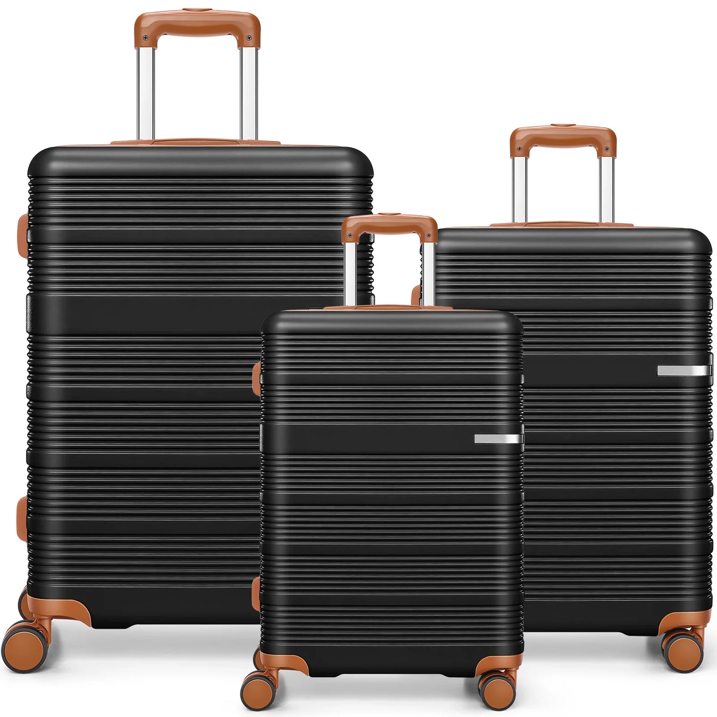 3pcs Luggage Lightweight Hardshell Luggage Set With TSA Lock 20"+24"+28" ABS+PC Spinner Suitcases Travel Case Silent 360° Wheels