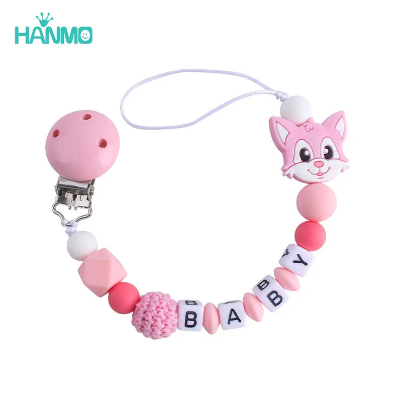 Handmade free personalized name silicone baby pacifier clip silicone crown koala pacifier chain holder baby safe teethin