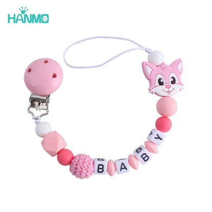Handmade free personalized name silicone baby pacifier clip silicone crown koala pacifier chain holder baby safe teethin