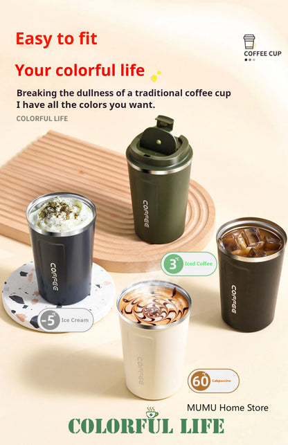 380/510ML Stainless Steel Coffee Mug Portable Tumbler Vacuum Flasks Car Thermal Cup Keeps Cold and Heat Thermal Mug Coffee Cup