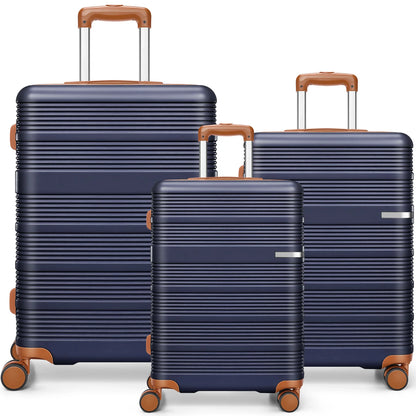 3pcs Luggage Lightweight Hardshell Luggage Set With TSA Lock 20"+24"+28" ABS+PC Spinner Suitcases Travel Case Silent 360° Wheels