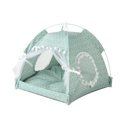 Pet Dog Tent House Floral Print Enclosed Cat Tent Bed Indoor Folding Portable Comfortable Kitten Bed Kennel For Small Pets