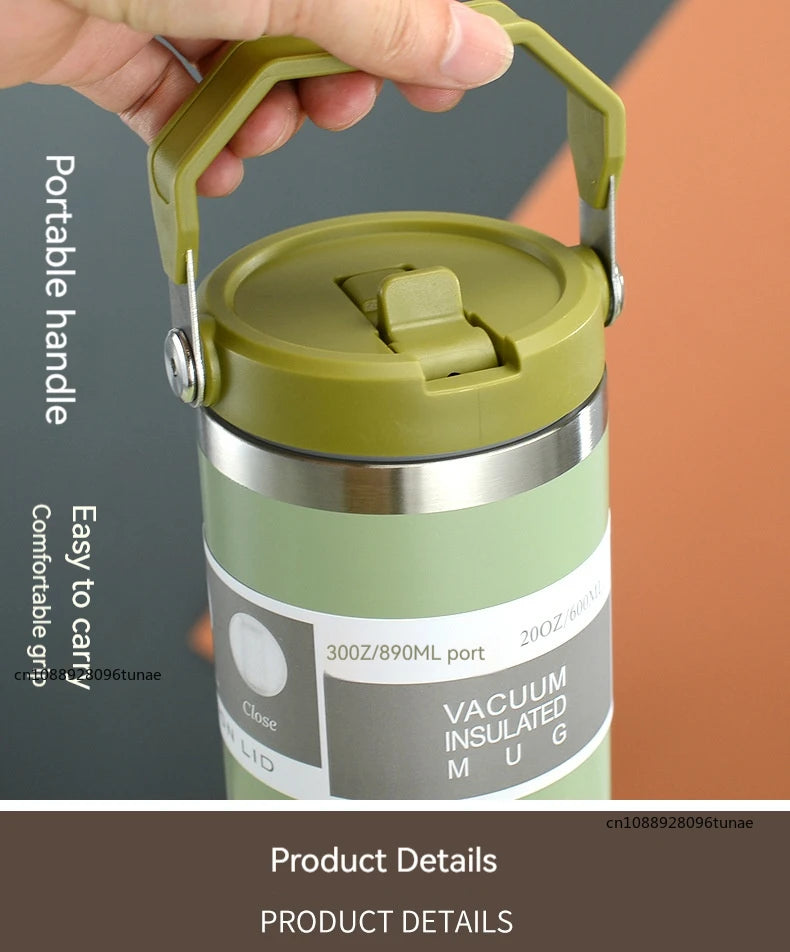 20oz/30oz Thermal Water Bottle With Straw Stainless Steel Car Coffee Mug Keeps Cold and Heat Thermal Mug Tumbler Vacuum Flasks