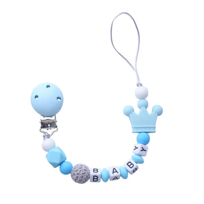 Handmade free personalized name silicone baby pacifier clip silicone crown koala pacifier chain holder baby safe teethin