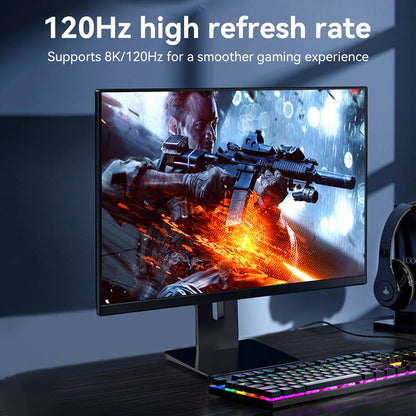16K Displayport Cable DP2.1 8K@120Hz 4K@240Hz 80Gbps HDR Video Audio Cable for Laptop TV Xbox Projector Gaming Monitor
