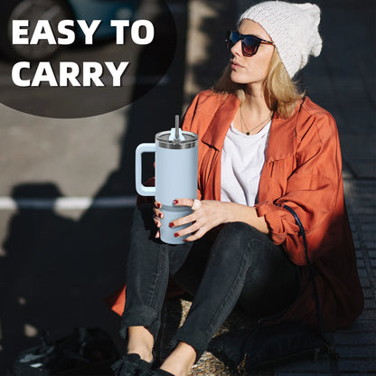 891/1182ml Insulated Mug With Handle And Straw Large Capacity 40oz Tumbler Stainless Steel Water Bottle Office Home Thermal Mug