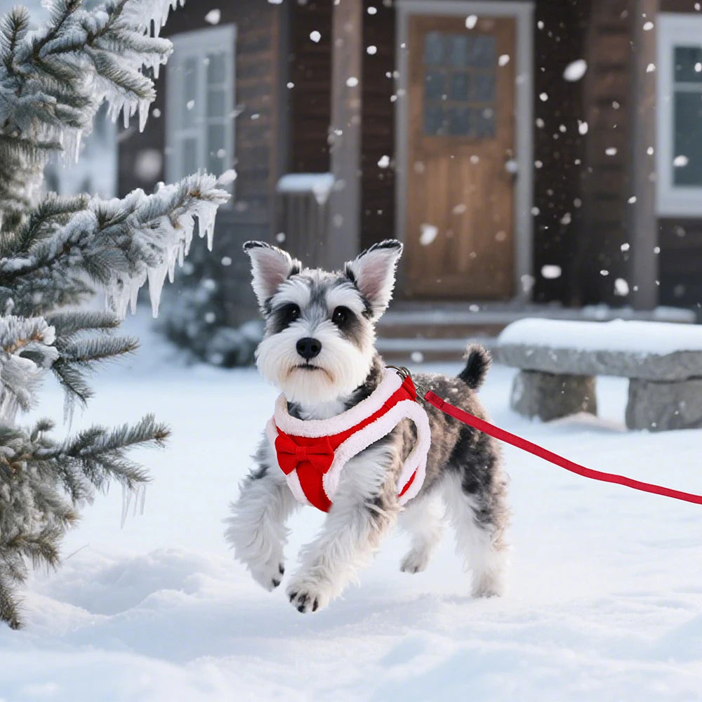 Winter Warm Pet Dog Harness Leash Set Soft Fur Padded Puppy Cat Harness Vest Thick Dogs Vest For Small Medium Dogs Chihuahua Pug