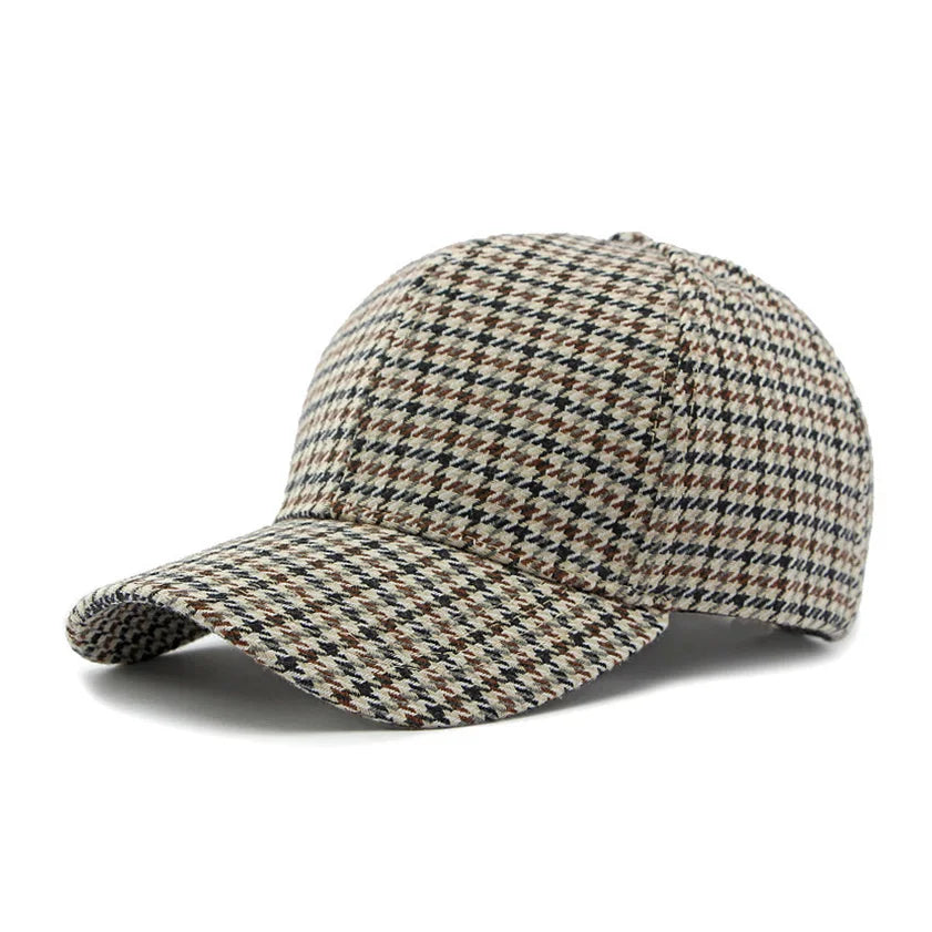 Plaid Baseball Cap - Warm, Lightweight & Adjustable for Autumn/Winter Outdoor Activities