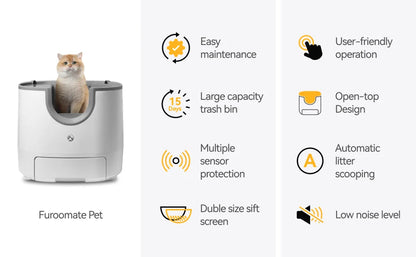 Furoomate - Automatic Smart Cat Litter Box, Self-Cleaning, 11L, High-Capacity Pet Toilet Tray