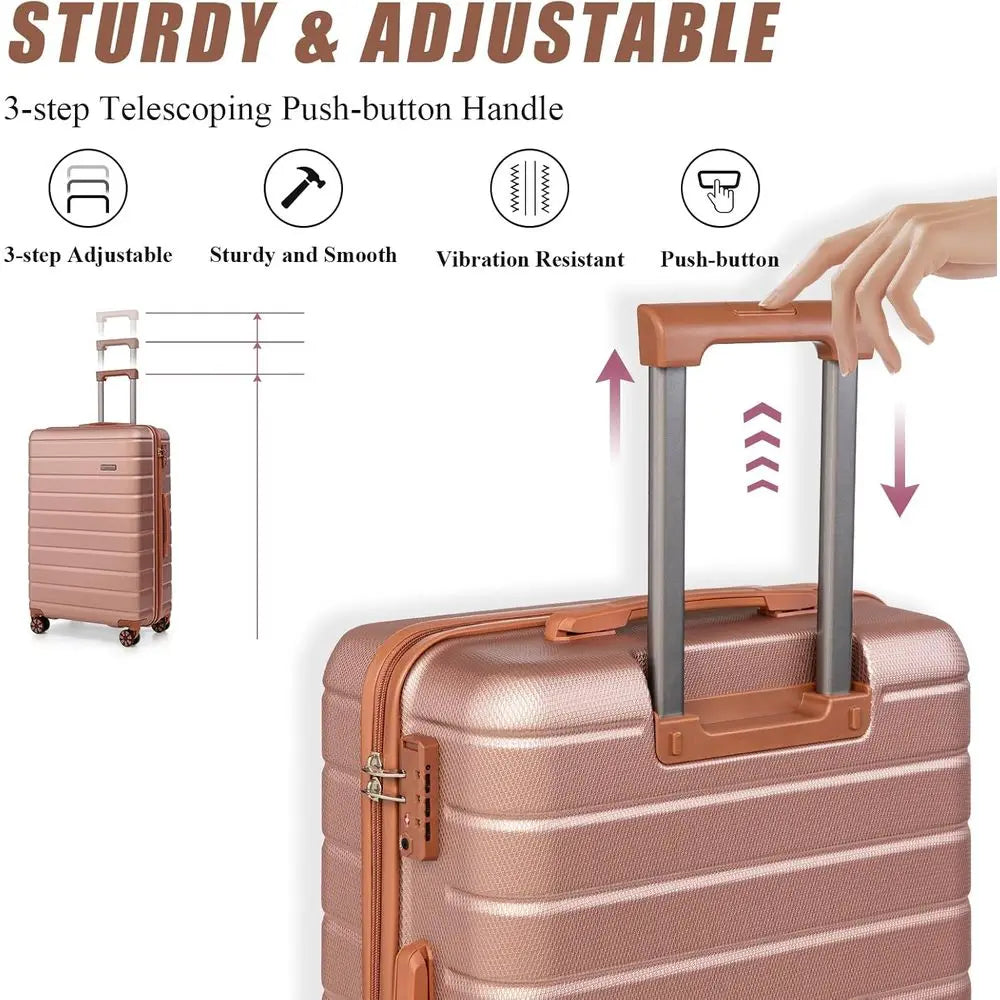 5-Piece Hardside ABS Spinner Luggage Set with TSA Lock, Waterproof and Lightweight for Men & Women