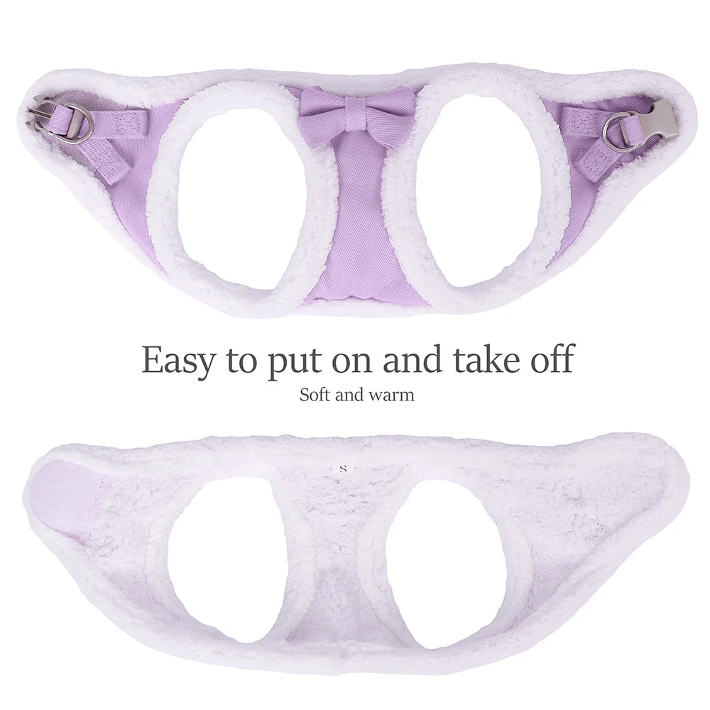 Winter Warm Pet Dog Harness Leash Set Soft Fur Padded Puppy Cat Harness Vest Thick Dogs Vest For Small Medium Dogs Chihuahua Pug