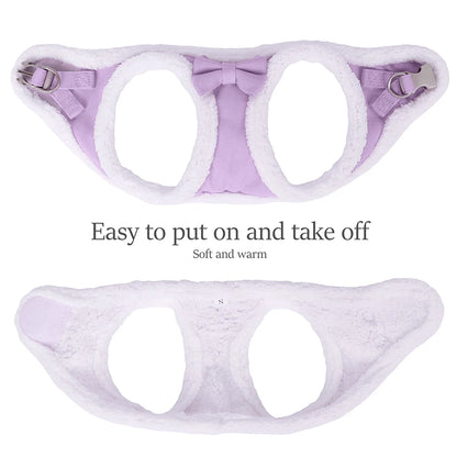 Winter Warm Pet Dog Harness Leash Set Soft Fur Padded Puppy Cat Harness Vest Thick Dogs Vest For Small Medium Dogs Chihuahua Pug