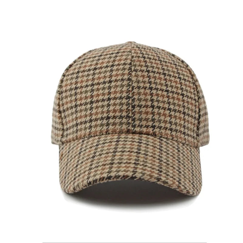 Plaid Baseball Cap - Warm, Lightweight & Adjustable for Autumn/Winter Outdoor Activities
