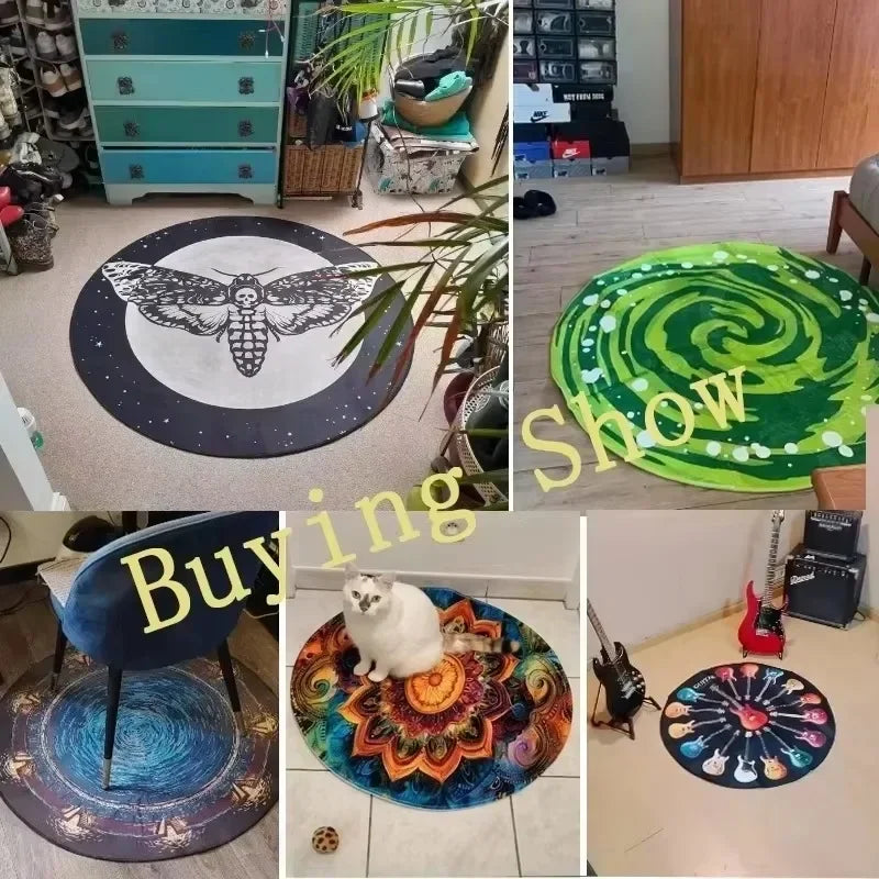 Razer Round Rugs Carpet Game Rome Gamer Gift Door Floor Mat Playroom Upholstery Living Room Bedroom Fashion Gaming Rug Decor