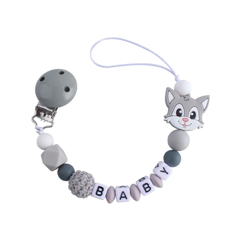 Handmade free personalized name silicone baby pacifier clip silicone crown koala pacifier chain holder baby safe teethin