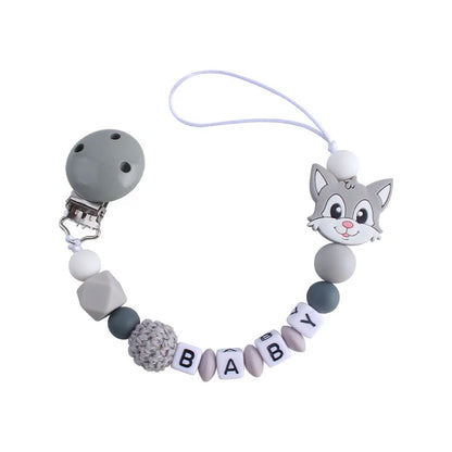 Handmade free personalized name silicone baby pacifier clip silicone crown koala pacifier chain holder baby safe teethin