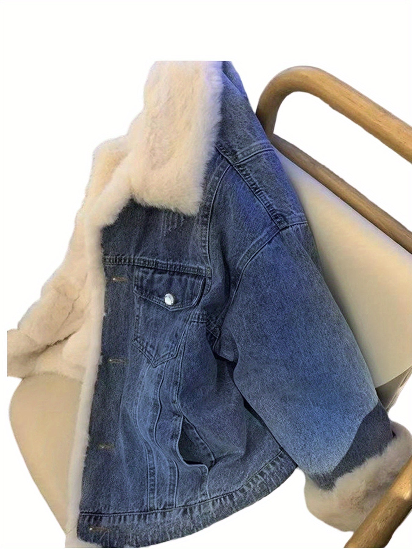 2025 Autumn And Winter Women'S Jacket Retro Plush Denim Jacket Casual Loose Thickened Casual Parka