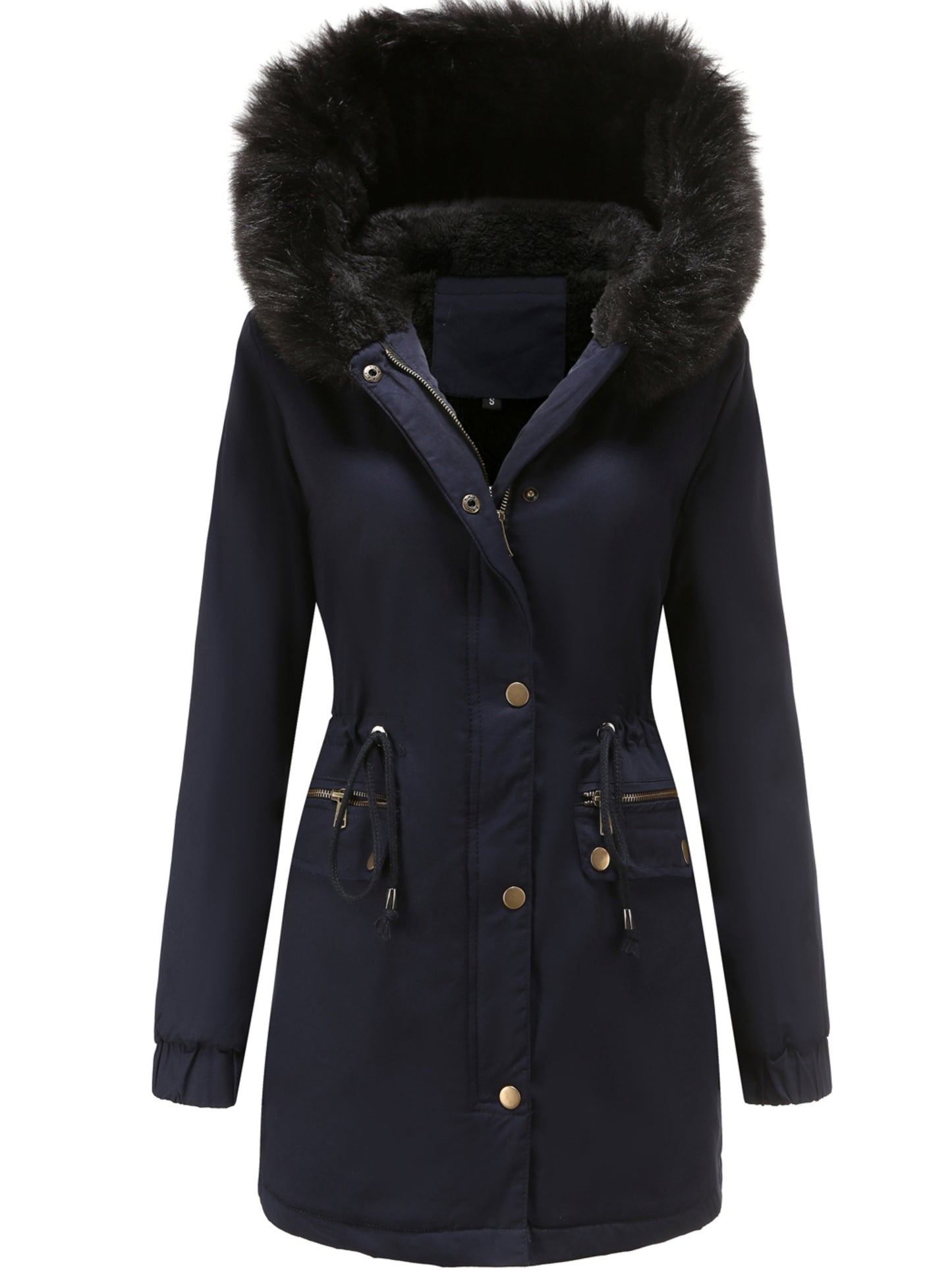 Cozy Fuzzy Trim Parka Hoodie Coat - Thermal Insulation, Long Sleeve, Drawstring Waist, Casual Chic, Fall & Winter Essential, Women's Clothing