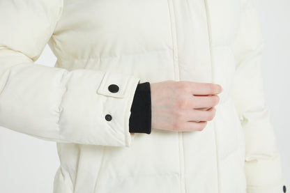 Multiple Pocket Solid Thicken Midi Padded Coat wantdo Women's Winter Puffer Parka Fashion Casual Classic Outdoor Hiking Travel Quilted Jacket Polyester Shell Faux Fur Detachable Hooded Overcoat Long Sleeve Two-way Zipper Yout