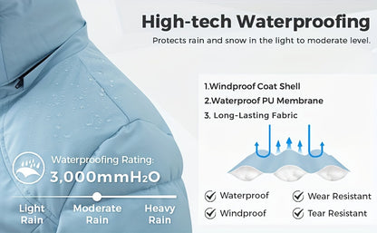 Multiple Pocket Solid Thicken Midi Padded Coat wantdo Women's Winter Puffer Parka Fashion Casual Classic Outdoor Hiking Travel Quilted Jacket Polyester Shell Faux Fur Detachable Hooded Overcoat Long Sleeve Two-way Zipper Yout