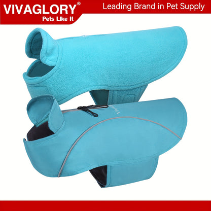 VIVAGLORY Dog Coat Dog Jacket for Winter, 3in 1 Fleece Dog Vest for Christmas Day Dog Fleece Coat with, Reflective Dog Parka Puppy Jacket for Cold Weather Dog Coat with Harness Hole, Warm Puppy Coat Dog Jacket for Halloween F