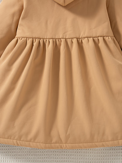 Xuanyusi Girls' Casual Fashion Solid Color Double-Breasted Long Sleeve Hooded Jacket, Polar Fleece for Autumn and Winter, Autumn Jacket, Winter Coat, Classic Style, Hooded Design, Soft Material, Durable Construction, Fleeceli