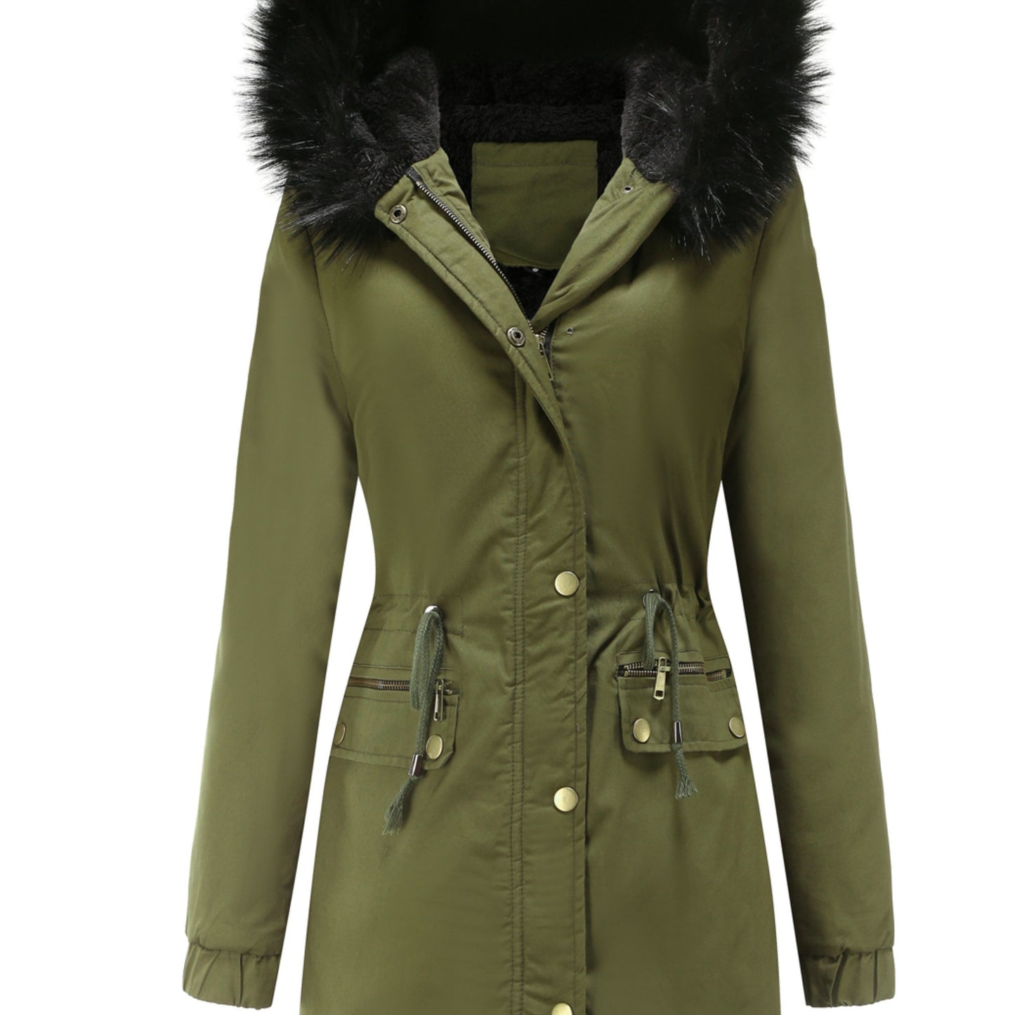 Cozy Fuzzy Trim Parka Hoodie Coat - Thermal Insulation, Long Sleeve, Drawstring Waist, Casual Chic, Fall & Winter Essential, Women's Clothing