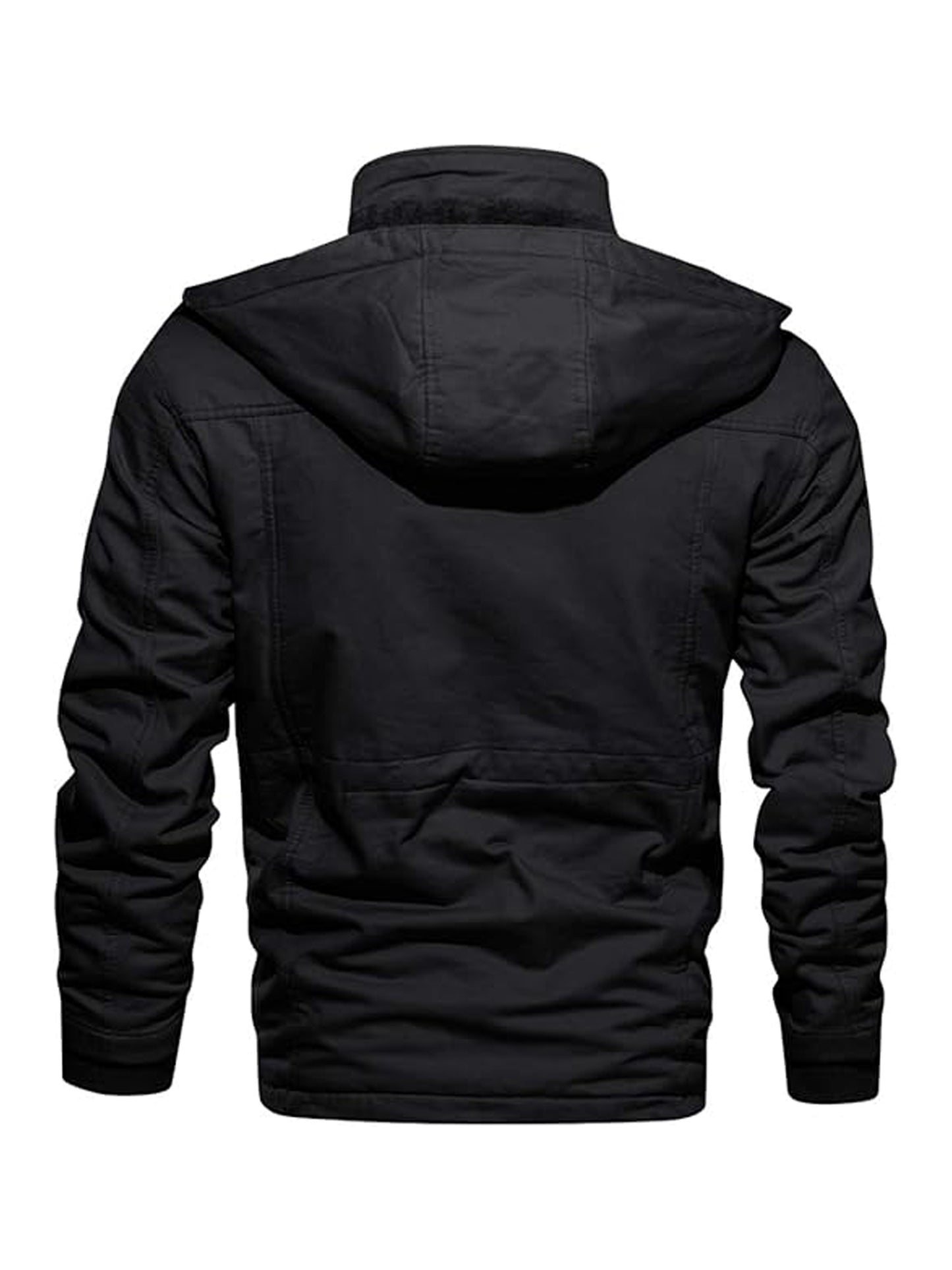 Men's Winter Windproof Full-Zip Jacket with & Detachable Hood - Heavy-Duty Multi-Pocket Parka Coat Suitable for Outdoor,, - Machine Washable Warm Jacket