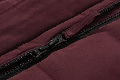 Multiple Pocket Solid Thicken Midi Padded Coat wantdo Women's Winter Puffer Parka Fashion Casual Classic Outdoor Hiking Travel Quilted Jacket Polyester Shell Faux Fur Detachable Hooded Overcoat Long Sleeve Two-way Zipper Yout