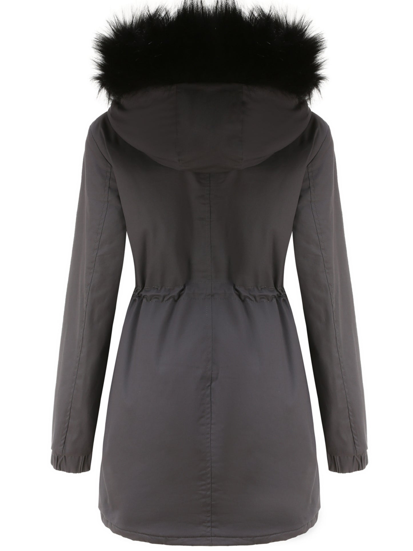 Cozy Fuzzy Trim Parka Hoodie Coat - Thermal Insulation, Long Sleeve, Drawstring Waist, Casual Chic, Fall & Winter Essential, Women's Clothing