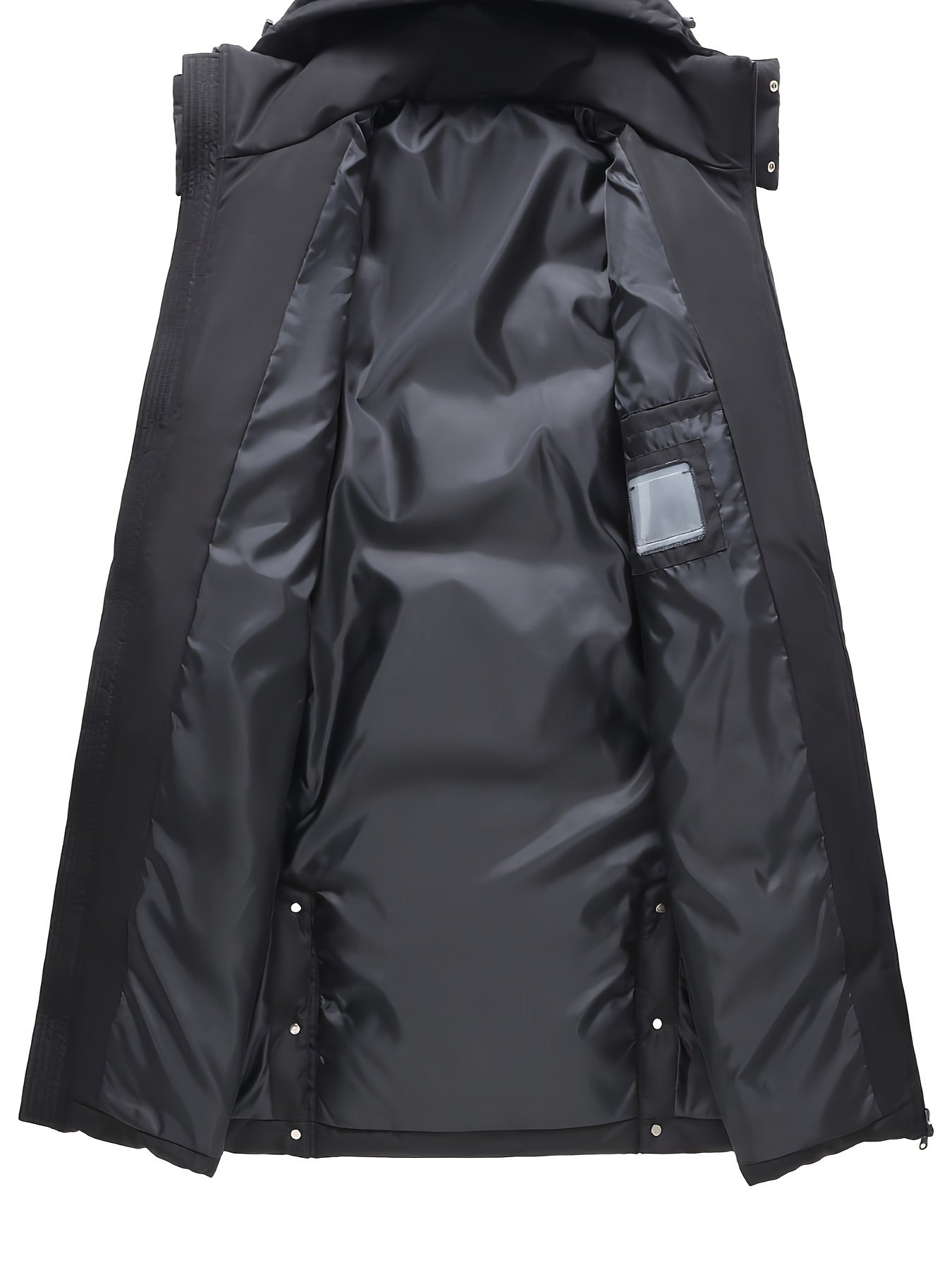 Unisex Casual Oxford Fabric Hooded Down Coat with Pockets, Long Over-the-Knee Style, Solid Color with Non-Stretch Fabric, Polyester Lining, Regular Fit Duck Down Insulation - Fashionable Longline Winter Parka