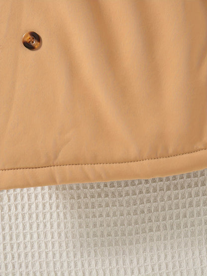 Xuanyusi Girls' Casual Fashion Solid Color Double-Breasted Long Sleeve Hooded Jacket, Polar Fleece for Autumn and Winter, Autumn Jacket, Winter Coat, Classic Style, Hooded Design, Soft Material, Durable Construction, Fleeceli