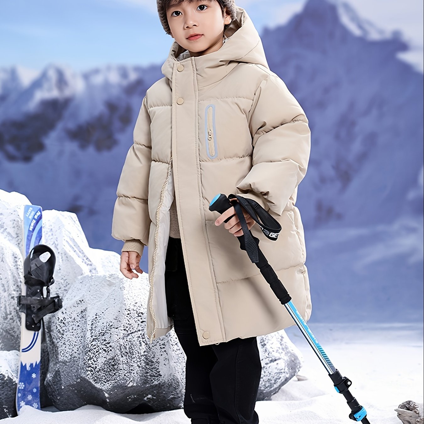 Youngsters' WarmthMax Hooded Parka Jacket - Ultra-Thick, Windproof, and Water-Resistant Winter Coat with Multiple Pockets for Boys and Girls, Machine Washable, Easy Care, and Perfect for Outdoor Play